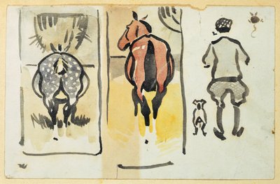 A Page from a Scrapbook Containing 43 Sketches by Joseph Crawhall